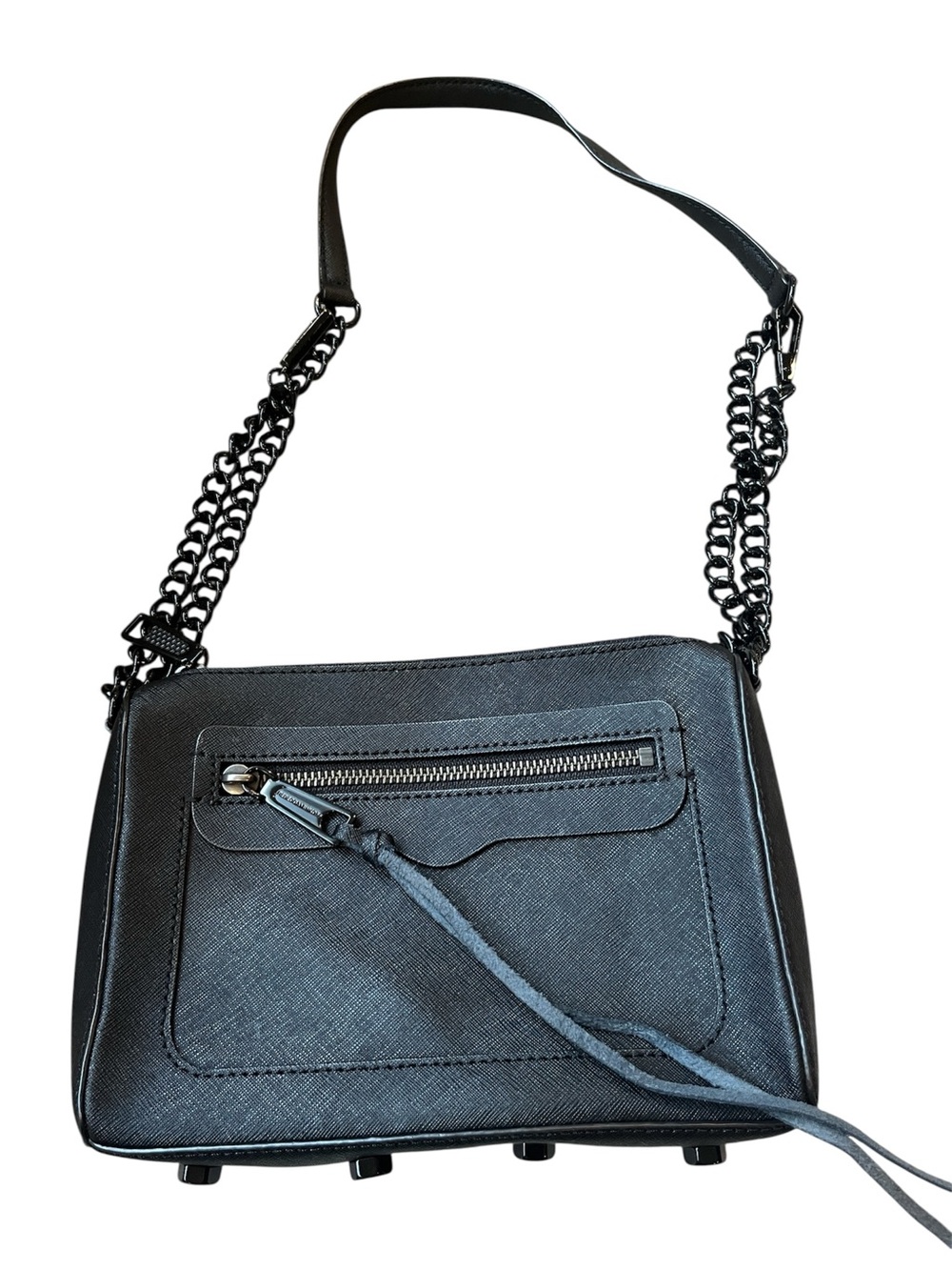 Rebecca Minkoff Avery Black With Black Link Chain Crossbody Shoulder Bag Leather